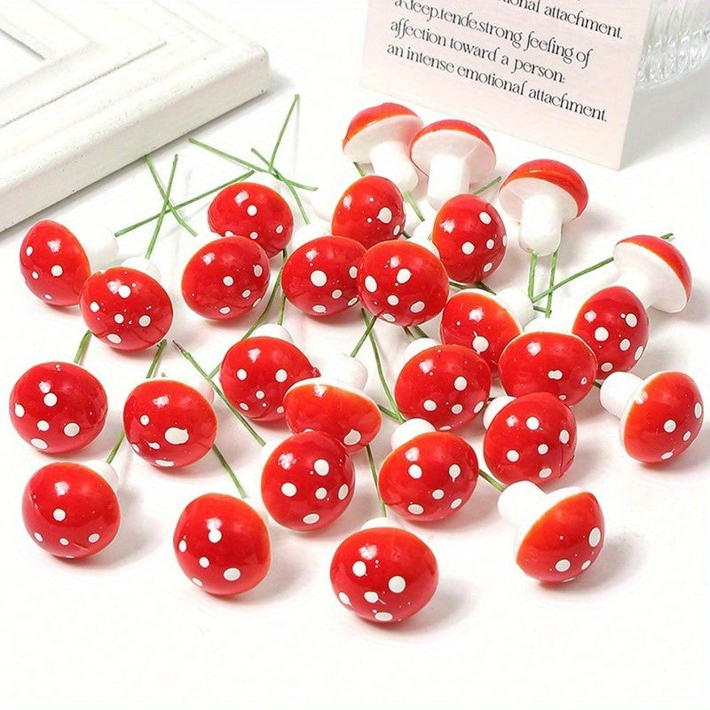 Set of 20 Red Artificial Mushrooms for Home Decor and Special Occasions