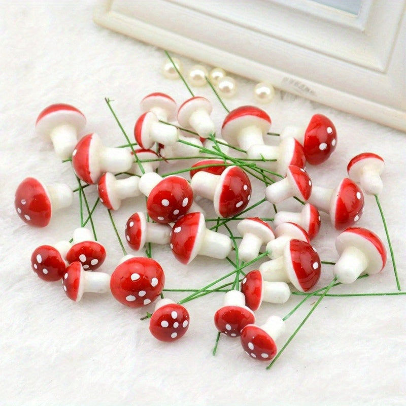 Set of 20 Red Artificial Mushrooms for Home Decor and Special Occasions