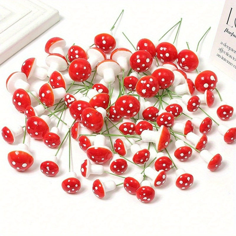 Set of 20 Red Artificial Mushrooms for Home Decor and Special Occasions