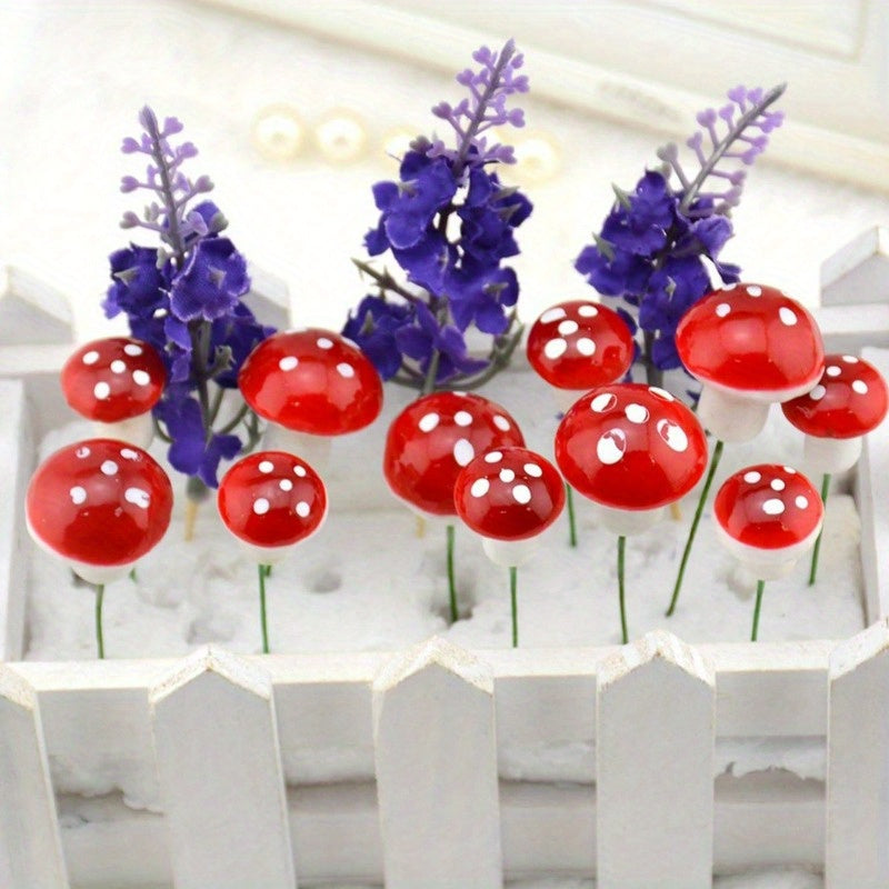 Set of 20 Red Artificial Mushrooms for Home Decor and Special Occasions