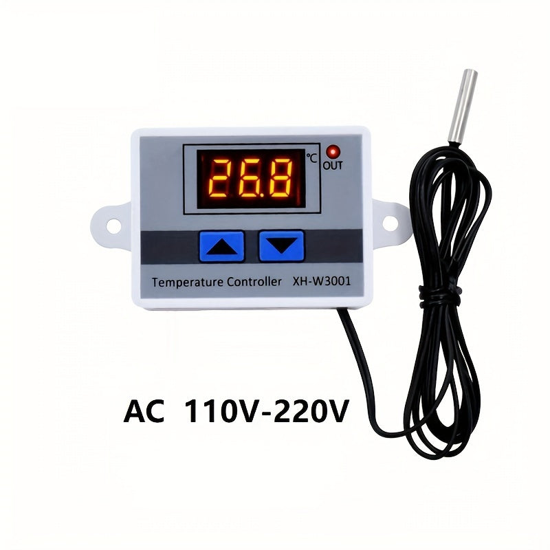 Controlador de temperatura digital LED con pantalla LCD, botones de subida/bajada, 110V 220V, uso industrial