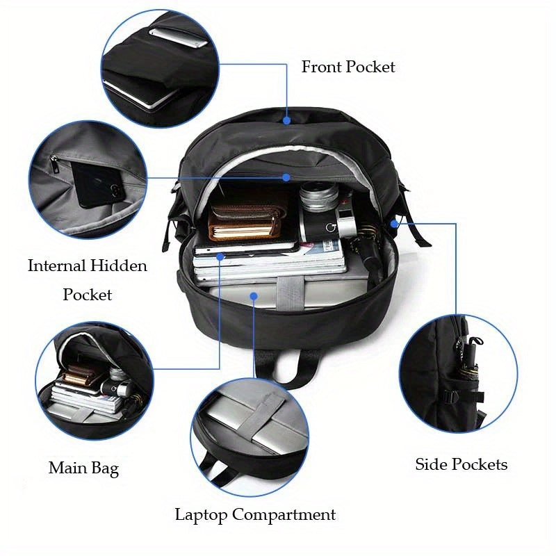 Sayohat, biznes va kundalik foydalanish uchun barcha birida erkaklar ruksak - suv o'tkazmaydigan, keng, noutbuk bo'limi va USB porti bilan.