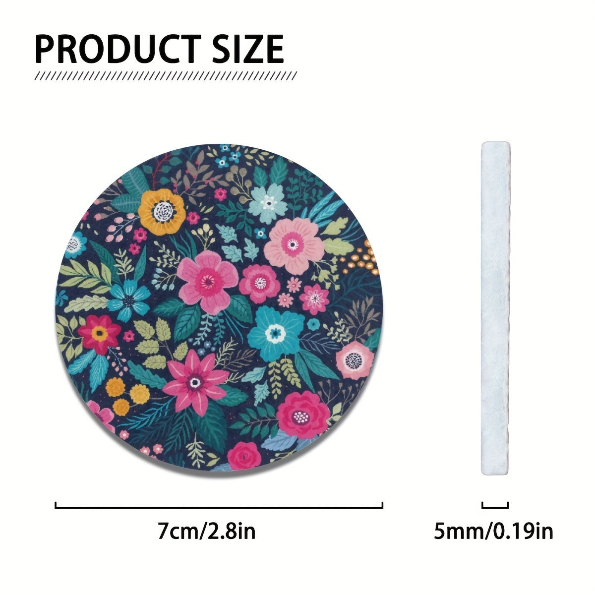 2 Pack Floral Car Coasters Absorbent Anti-Slip for Vehicles and Home
