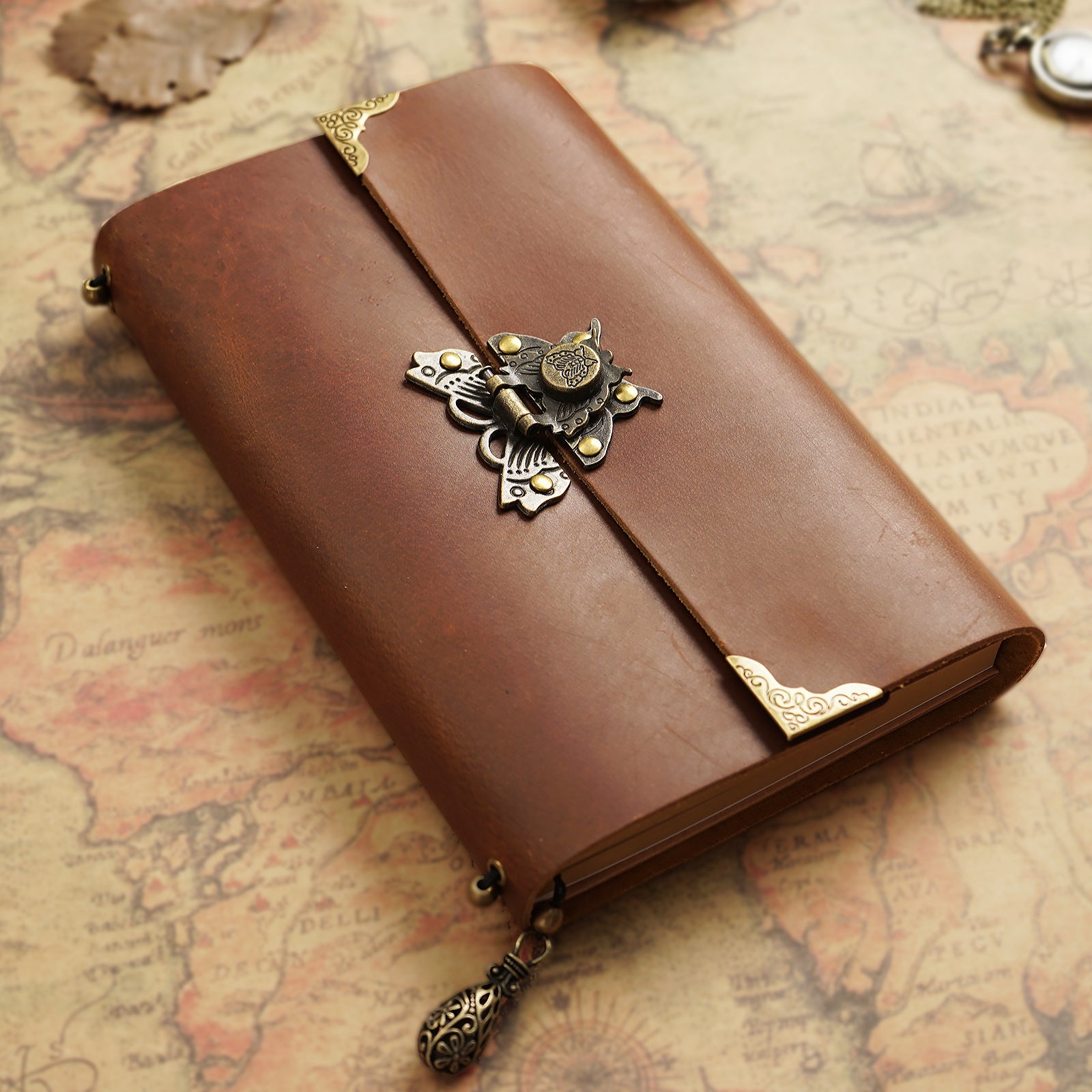 Cowhide Retro Notebook 200 Pages Faux Leather Sketching Writing School Supplies