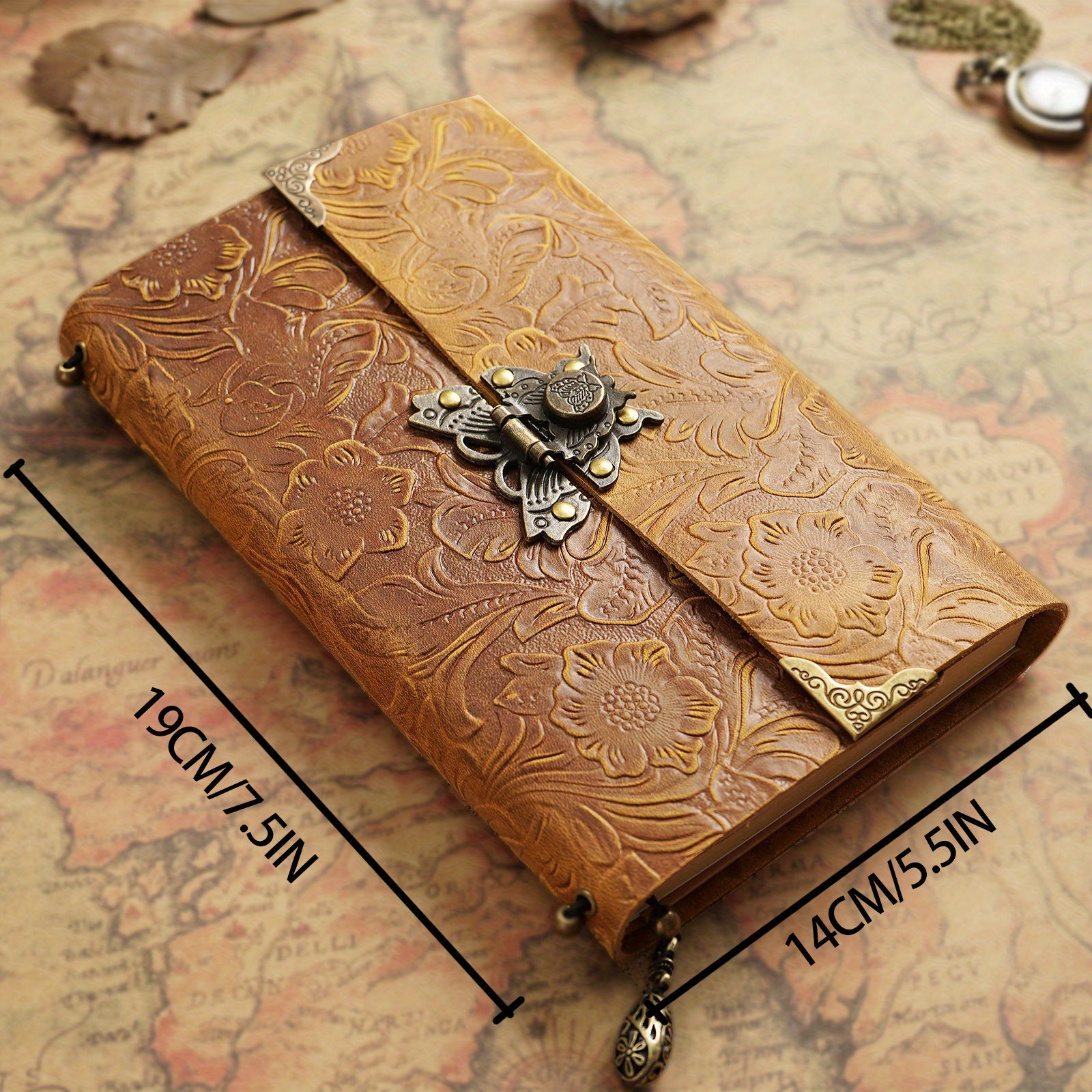 Cowhide Retro Notebook 200 Pages Faux Leather Sketching Writing School Supplies