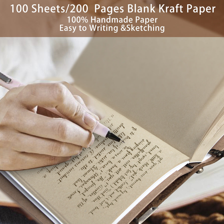 Cowhide Retro Notebook 200 Pages Faux Leather Sketching Writing School Supplies