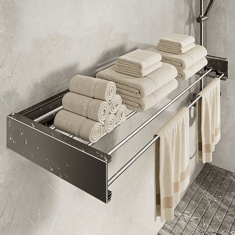 Wall-Mounted Metal Clothes Drying Rack Extendable Towel Bar Holds Up to 27kg Bathroom Bedroom Closet