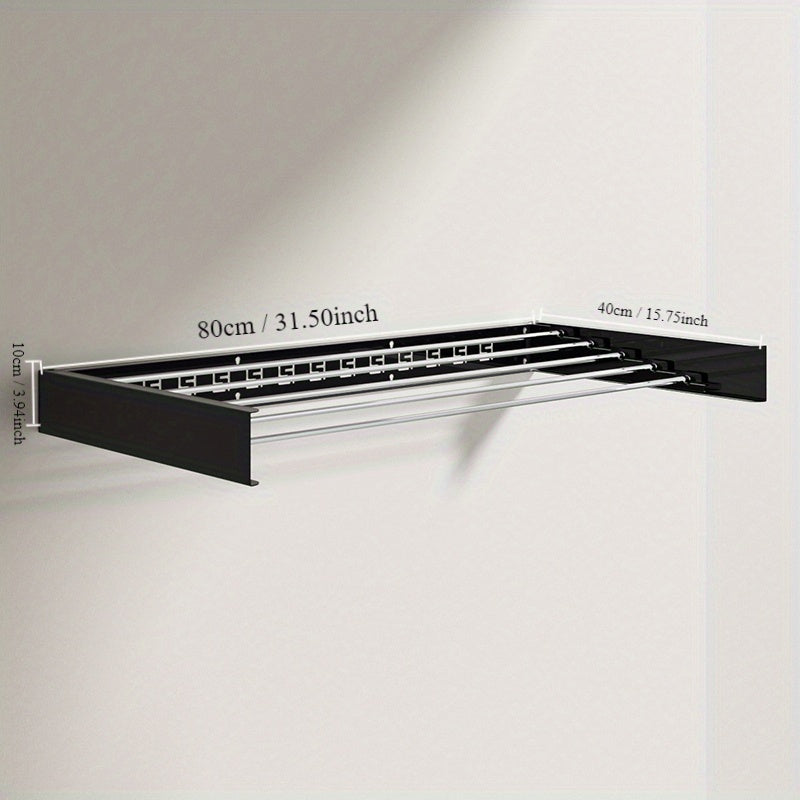 Wall-Mounted Metal Clothes Drying Rack Extendable Towel Bar Holds Up to 27kg Bathroom Bedroom Closet