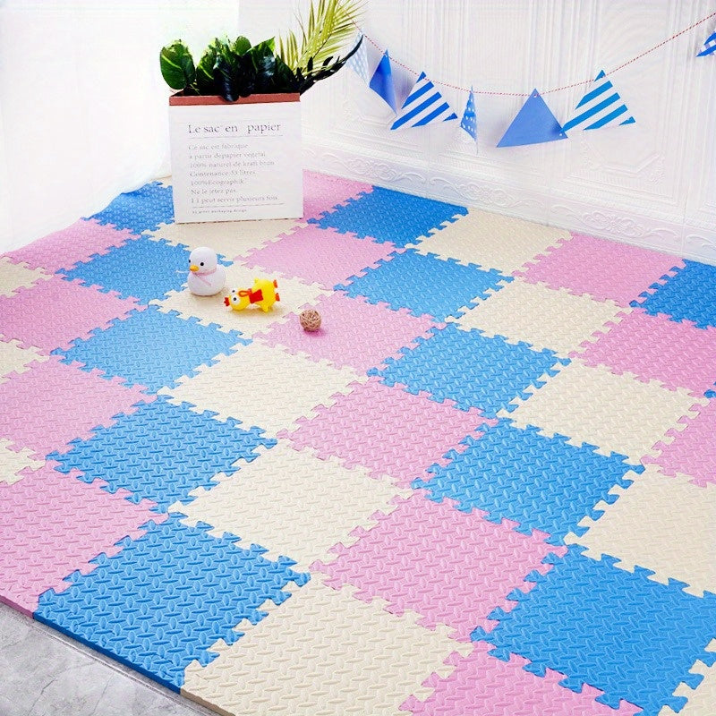 Set of 16 EVA Foam Play Mats 30cm x 30cm Interlocking Soft Crawling Floor Tiles for Kids Indoor Use