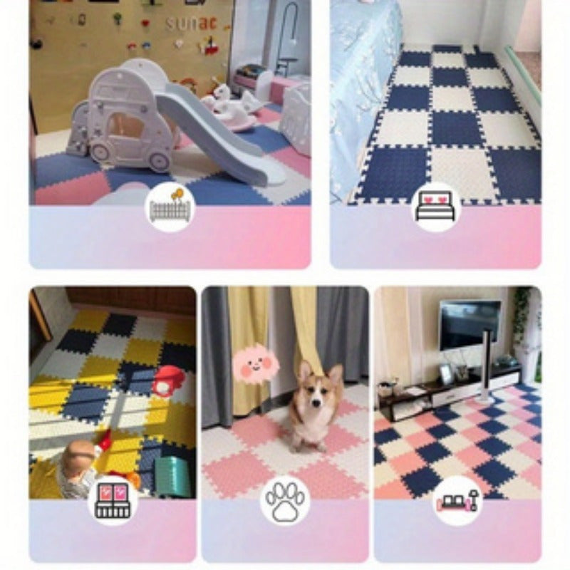 Set of 16 EVA Foam Play Mats 30cm x 30cm Interlocking Soft Crawling Floor Tiles for Kids Indoor Use
