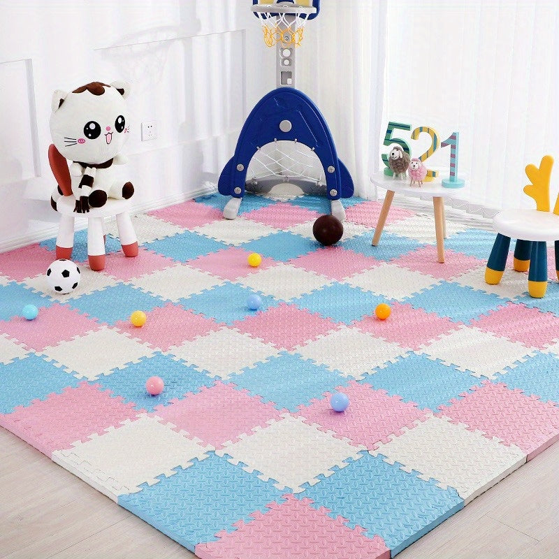 Set of 16 EVA Foam Play Mats 30cm x 30cm Interlocking Soft Crawling Floor Tiles for Kids Indoor Use