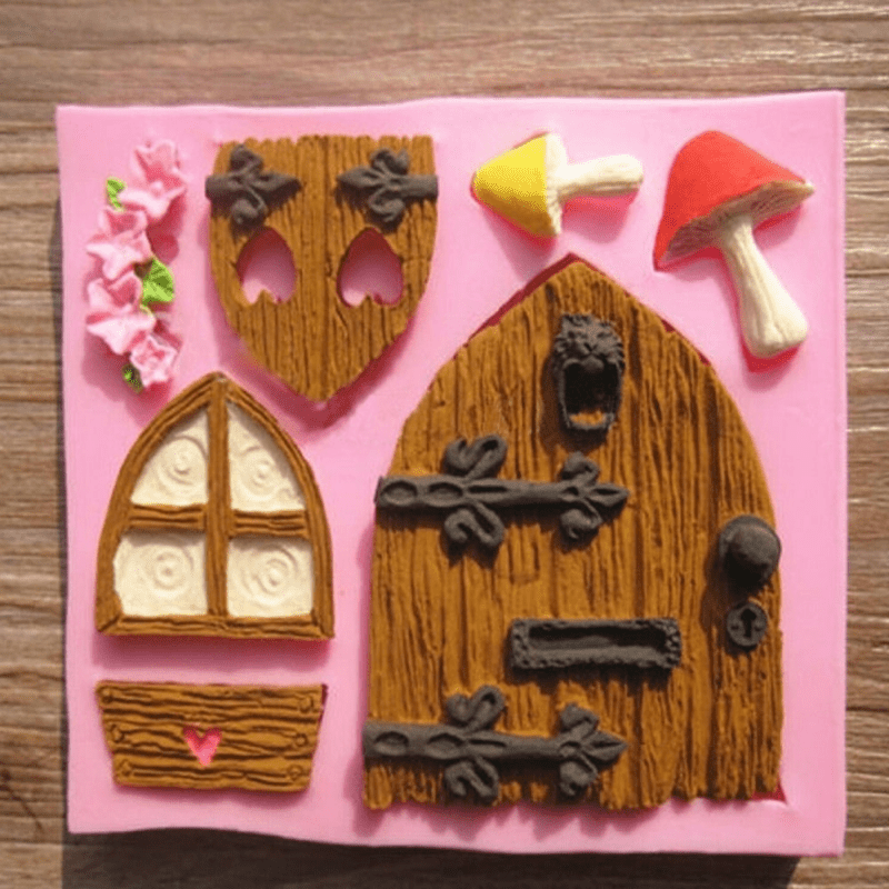 Silicone Fairy House Door Mold Food Safe 3D Cartoon Cake Decoration Baking Supplies
