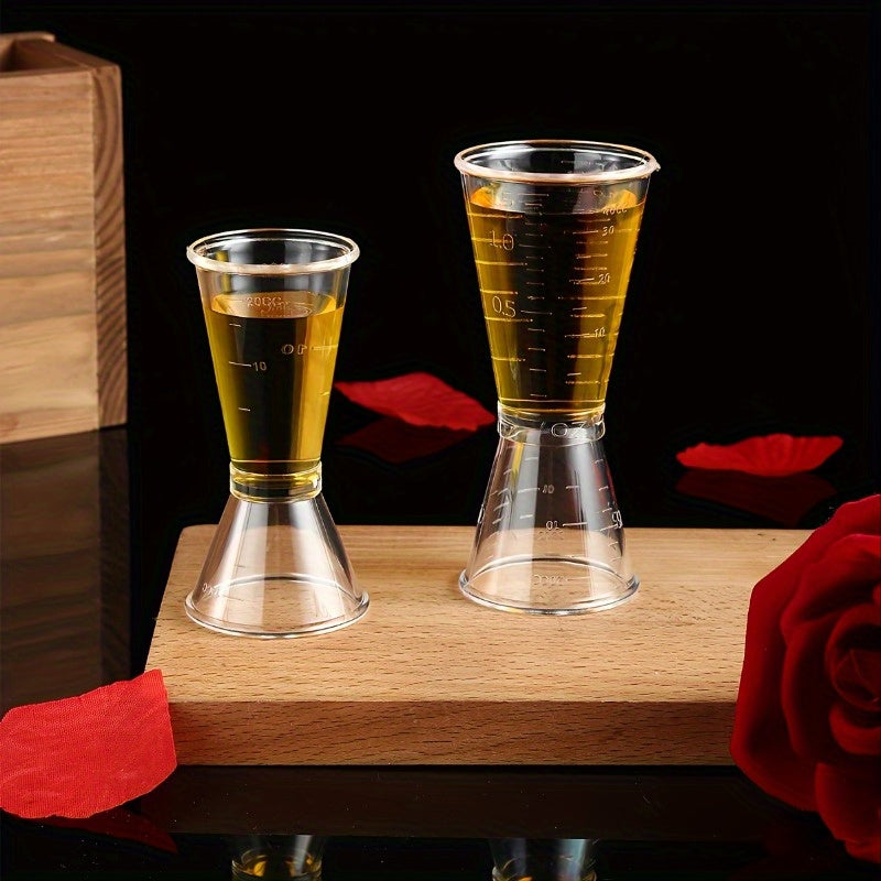 2 двойные мерные чашки для точного смешивания коктейлей дома или профессионально, изготовленные из прозрачного пластика.