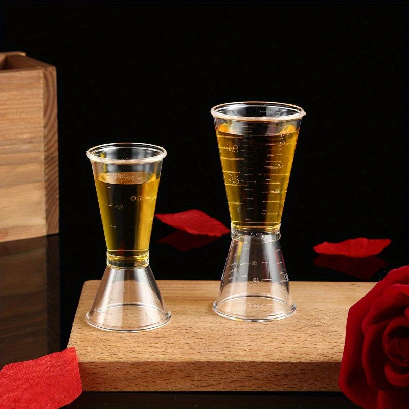 2 двойные мерные чашки для точного смешивания коктейлей дома или профессионально, изготовленные из прозрачного пластика.
