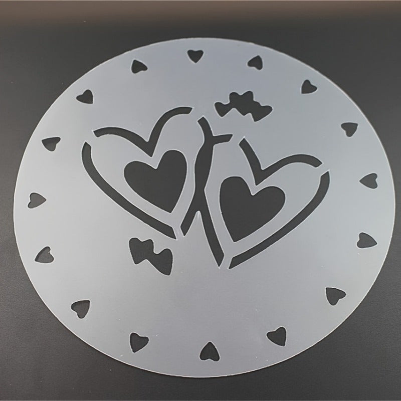 Set of 4 Cake Top Stencils Food-Safe Plastic Heart Flower Swirl Designs