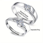 Unisex Bohemian Vintage Silver Moissanite Ring Set 0.5 Carat Adjustable Gift Box