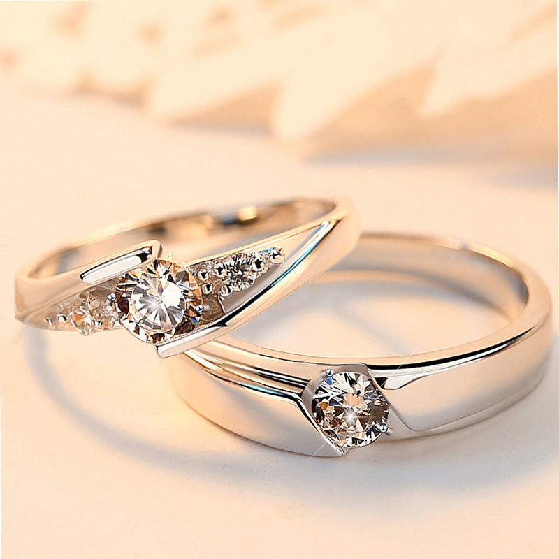 Unisex Bohemian Vintage Silver Moissanite Ring Set 0.5 Carat Adjustable Gift Box