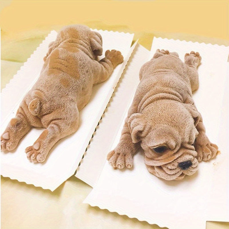 3D Shar Pei shaklidagi mousse keklari, muzqaymoq va pudinglar uchun silikon it qolip