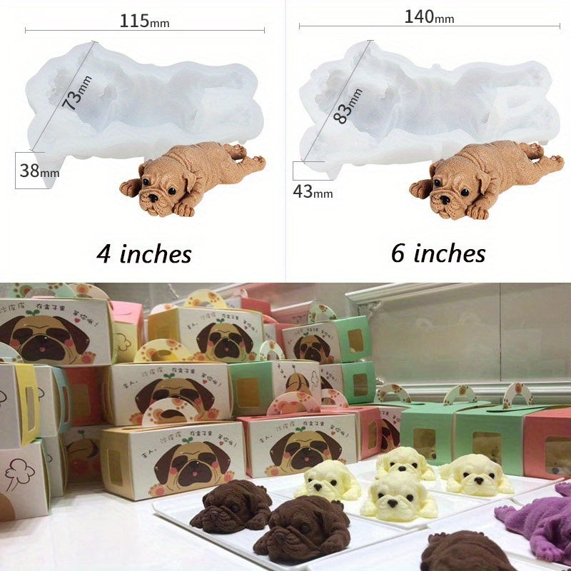 3D Shar Pei shaklidagi mousse keklari, muzqaymoq va pudinglar uchun silikon it qolip