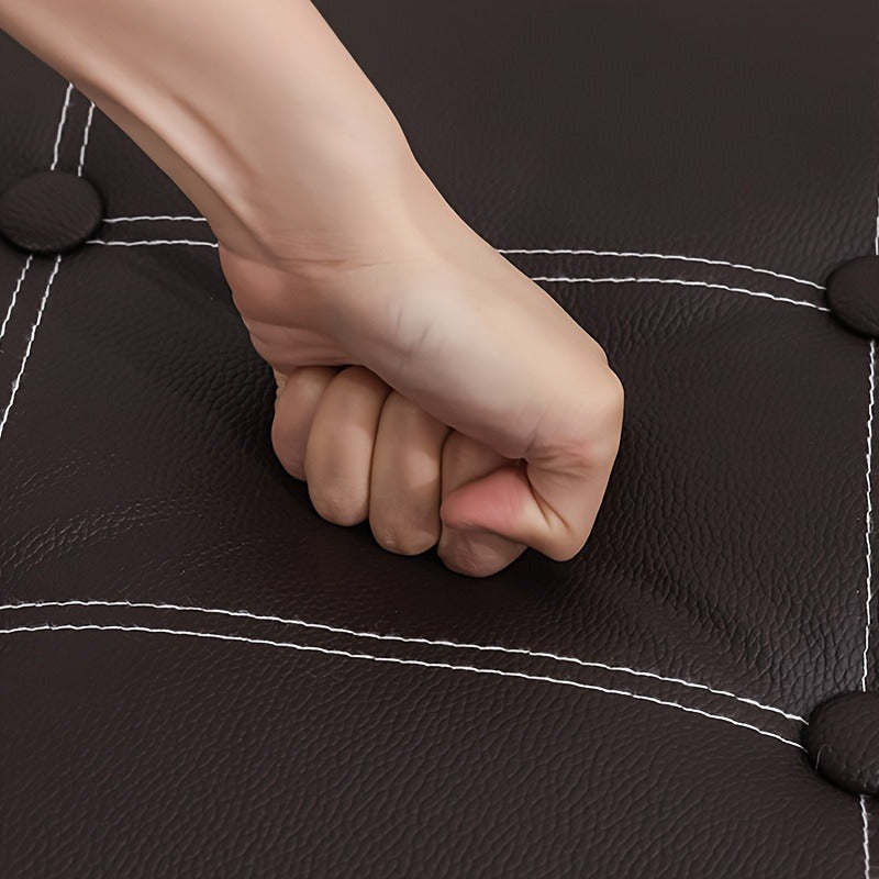 Faux Leather Shoe Changing Stool Storage Bench with Foam Padded Seat and Large Capacity Organizer