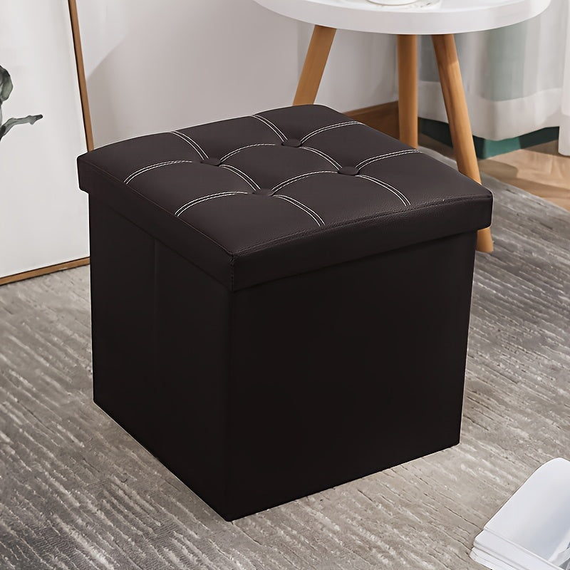 Faux Leather Shoe Changing Stool Storage Bench with Foam Padded Seat and Large Capacity Organizer