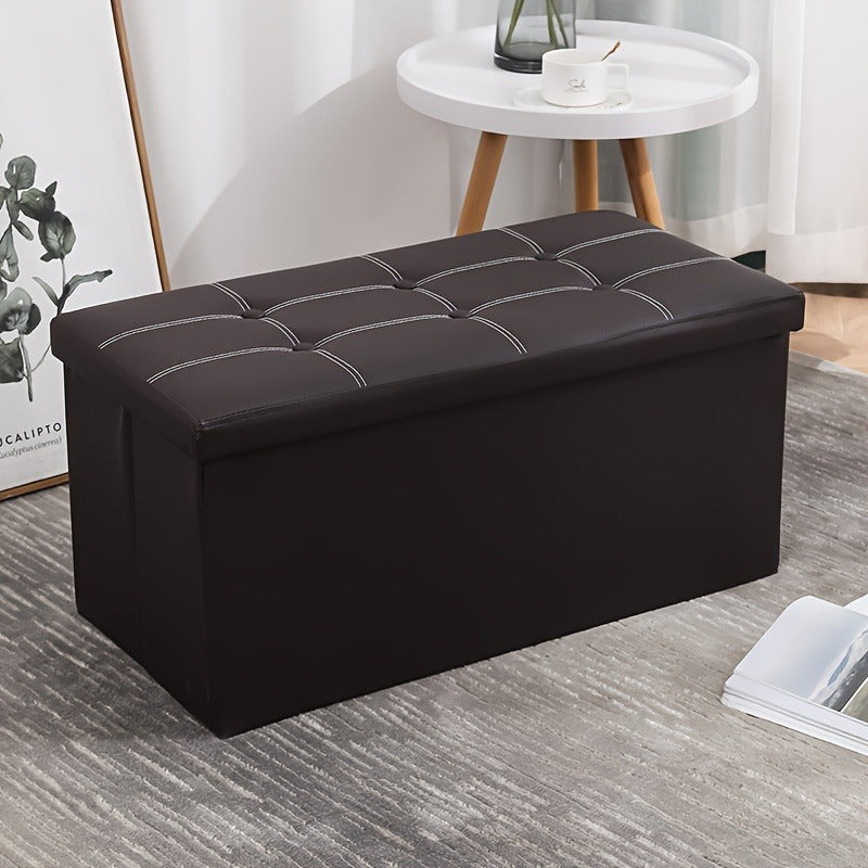 Faux Leather Shoe Changing Stool Storage Bench with Foam Padded Seat and Large Capacity Organizer