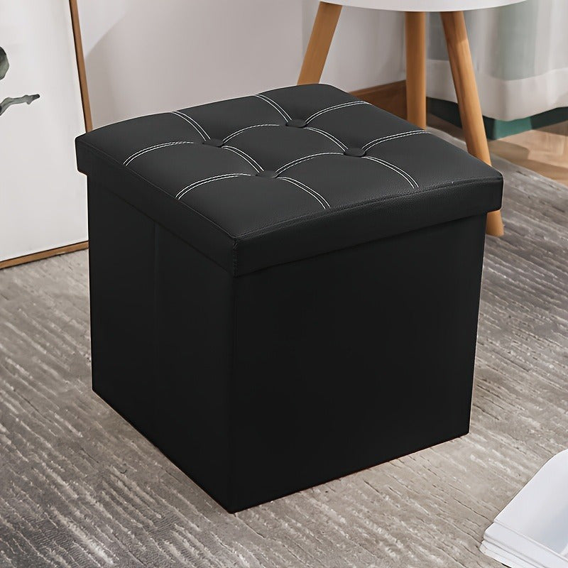 Faux Leather Shoe Changing Stool Storage Bench with Foam Padded Seat and Large Capacity Organizer