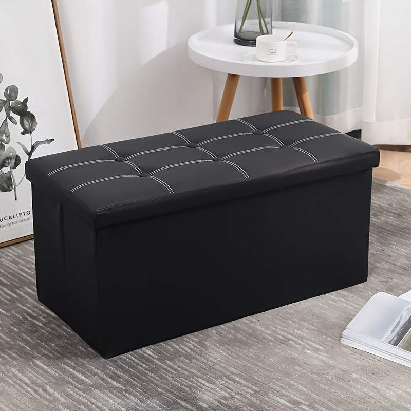 Faux Leather Shoe Changing Stool Storage Bench with Foam Padded Seat and Large Capacity Organizer