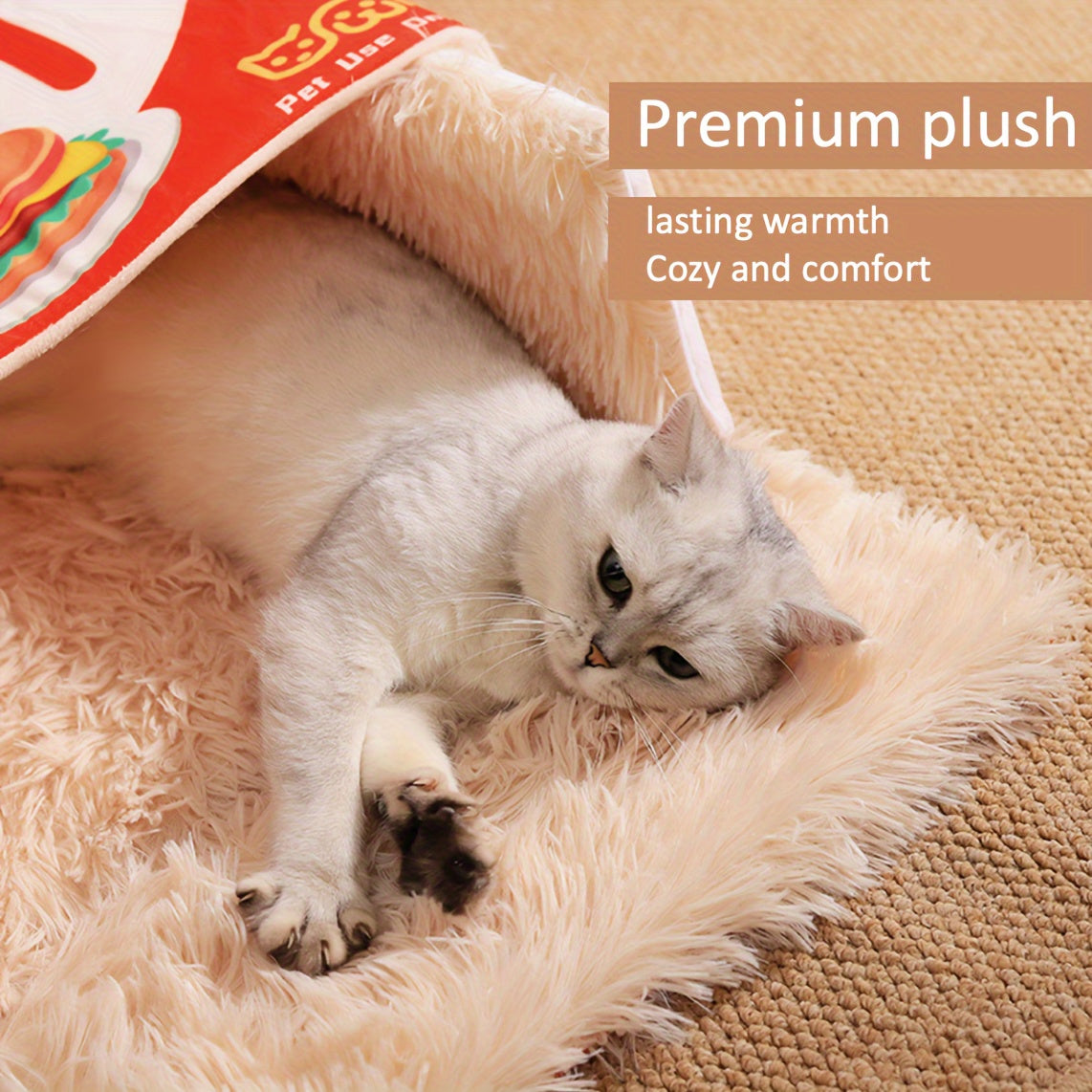 Fully Enclosed Cat Bed for All Seasons Warm Cozy Pet House Gift