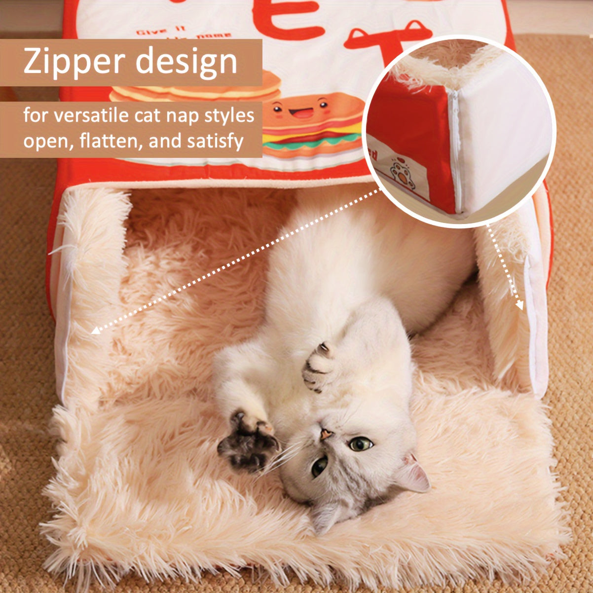 Fully Enclosed Cat Bed for All Seasons Warm Cozy Pet House Gift