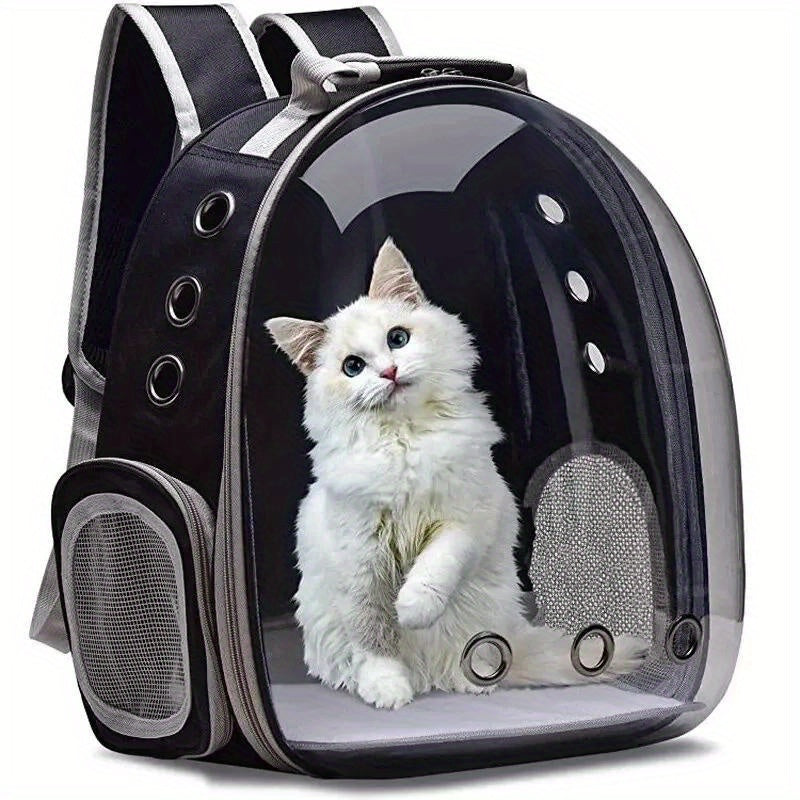 Mochila transportín transpirable y transparente para gatos, bolsa de viaje para mascotas pequeñas con cremallera y cápsula