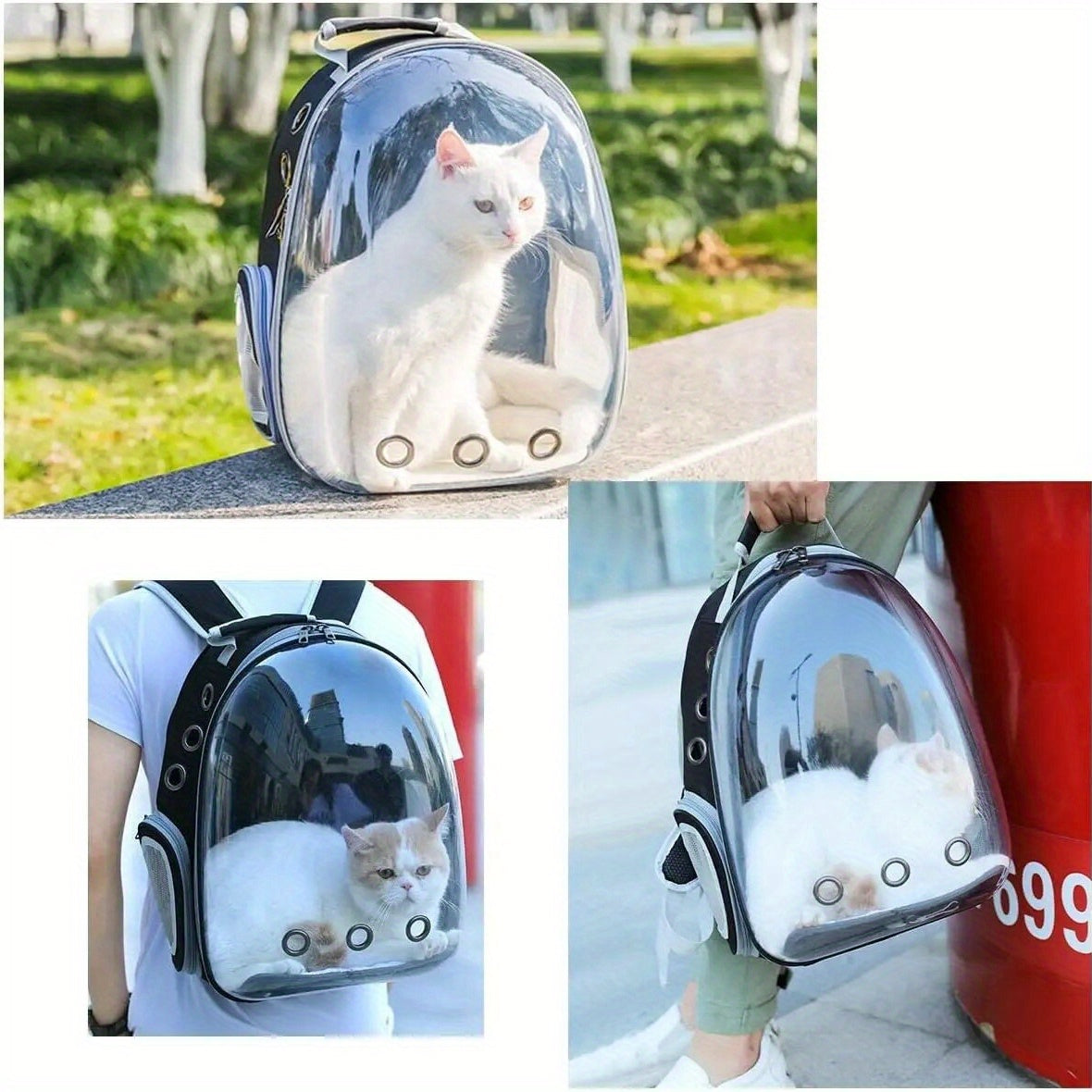 Breathable Transparent Cat Carrier Backpack Small Pet Travel Bag with Zipper Capsule