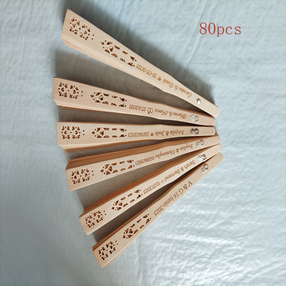 Personalized Carved Wood Wedding Fans 70 80 100pcs Bridal Party Gift with Organza Bag
