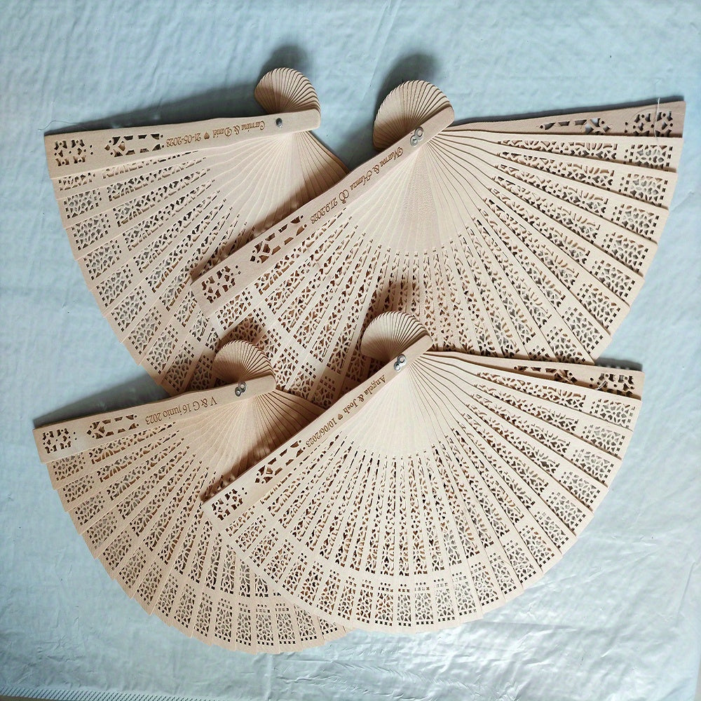 Personalized Carved Wood Wedding Fans 70 80 100pcs Bridal Party Gift with Organza Bag
