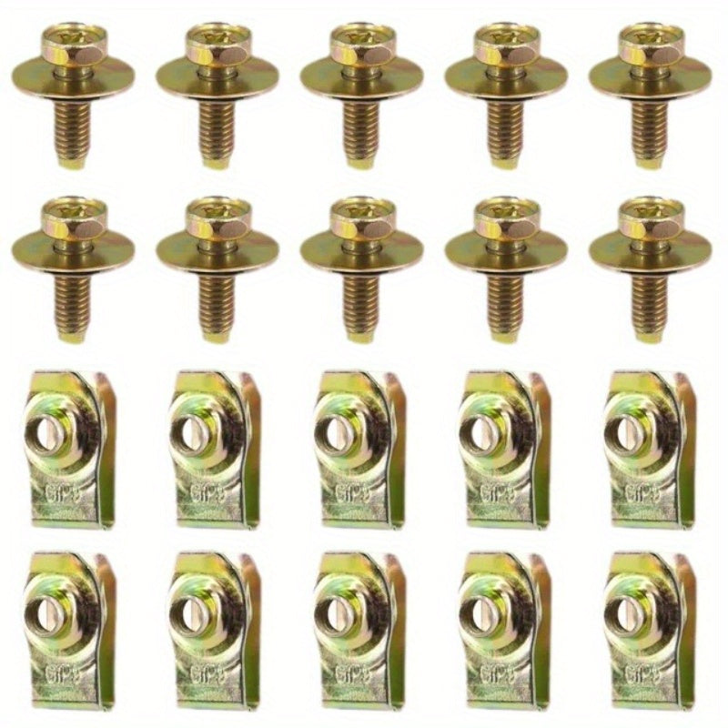 Universal Fastener Set 20pcs M6 Bolts Washers U-Nuts Bumper Clips