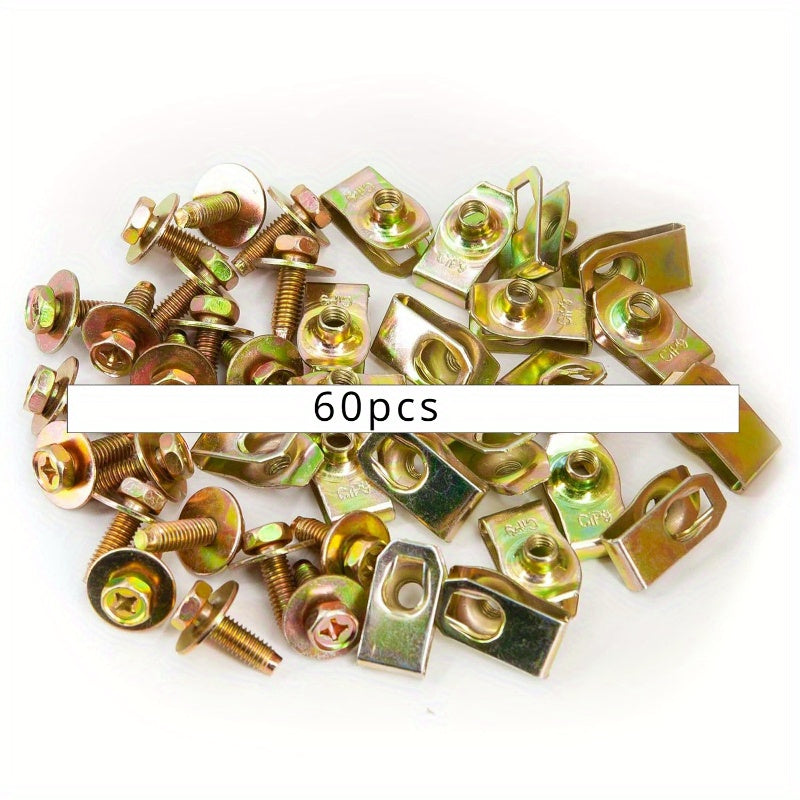 Universal Fastener Set 20pcs M6 Bolts Washers U-Nuts Bumper Clips