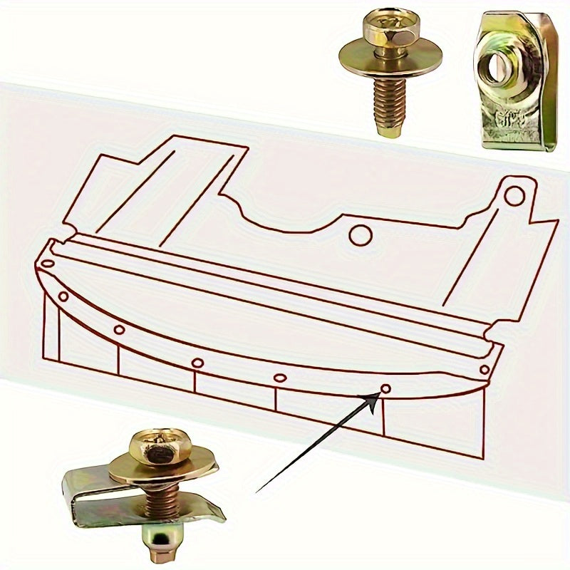 Universal Fastener Set 20pcs M6 Bolts Washers U-Nuts Bumper Clips