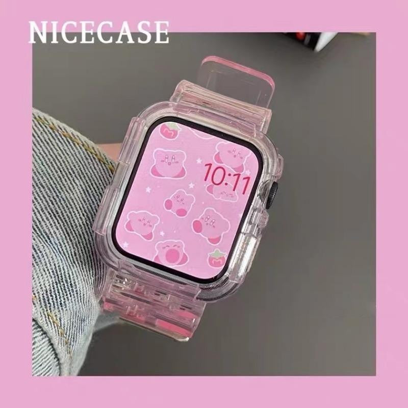 Transparent Silicone Watch Band with Integrated Case for Apple Watch Ultra/SE/Series 1-9 40-49mm