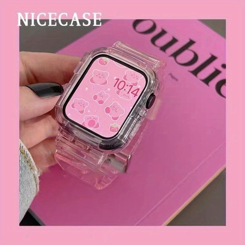 Transparent Silicone Watch Band with Integrated Case for Apple Watch Ultra/SE/Series 1-9 40-49mm