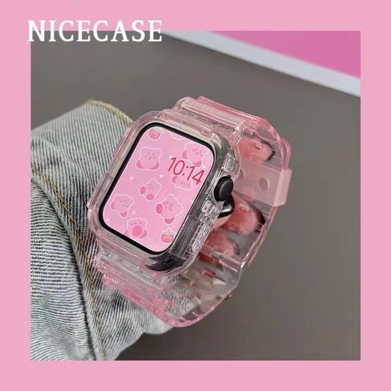 Transparent Silicone Watch Band with Integrated Case for Apple Watch Ultra/SE/Series 1-9 40-49mm