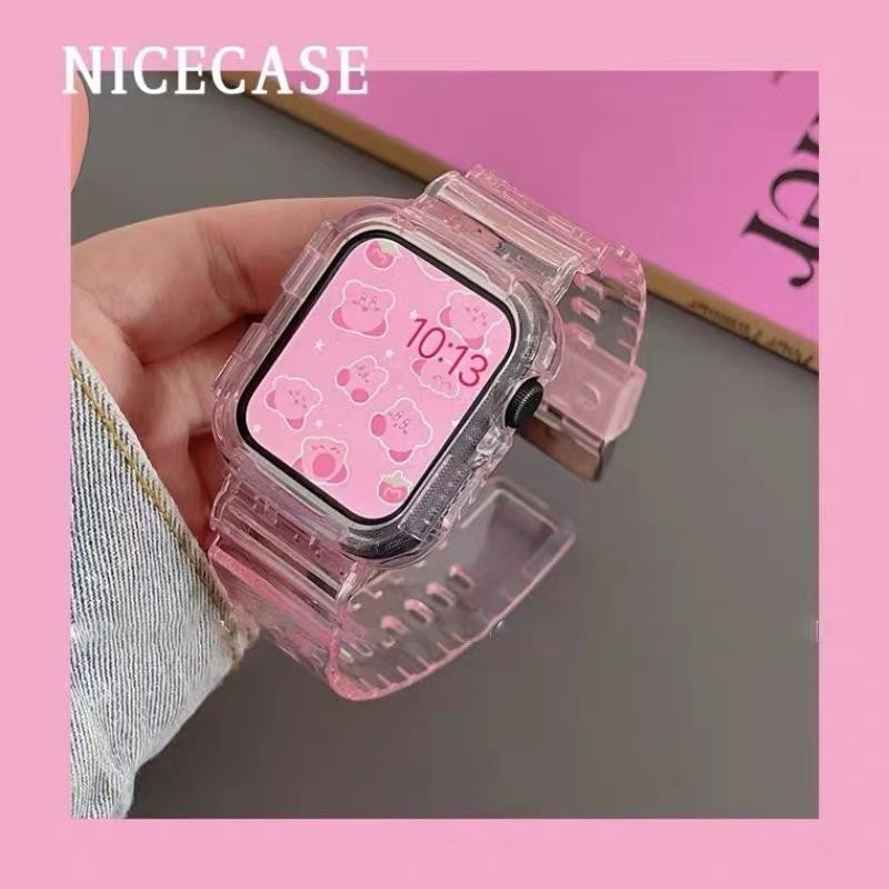 Transparent Silicone Watch Band with Integrated Case for Apple Watch Ultra/SE/Series 1-9 40-49mm