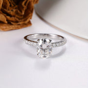 Sterling Silver Moissanite Ring 2 Ct Oval Cut Engagement Jewelry for Women Men