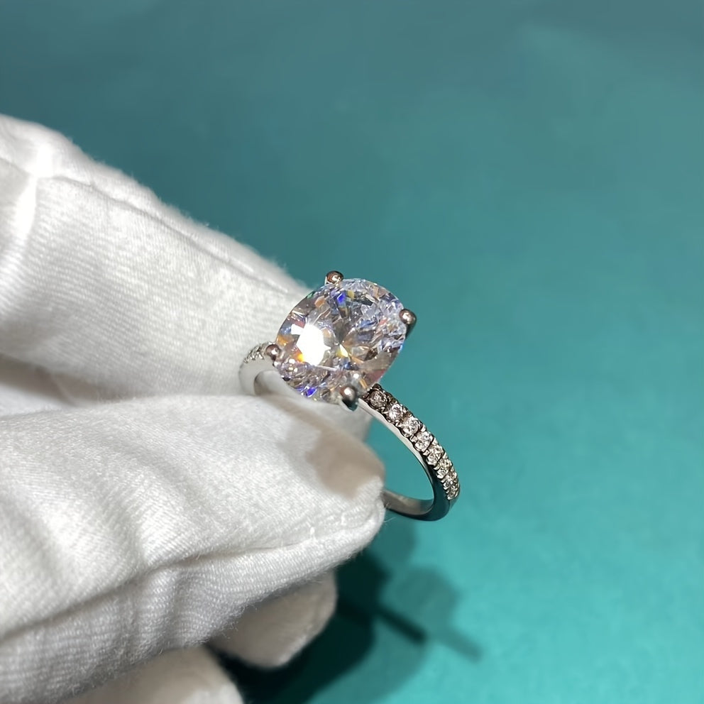 Sterling Silver Moissanite Ring 2 Ct Oval Cut Engagement Jewelry for Women Men