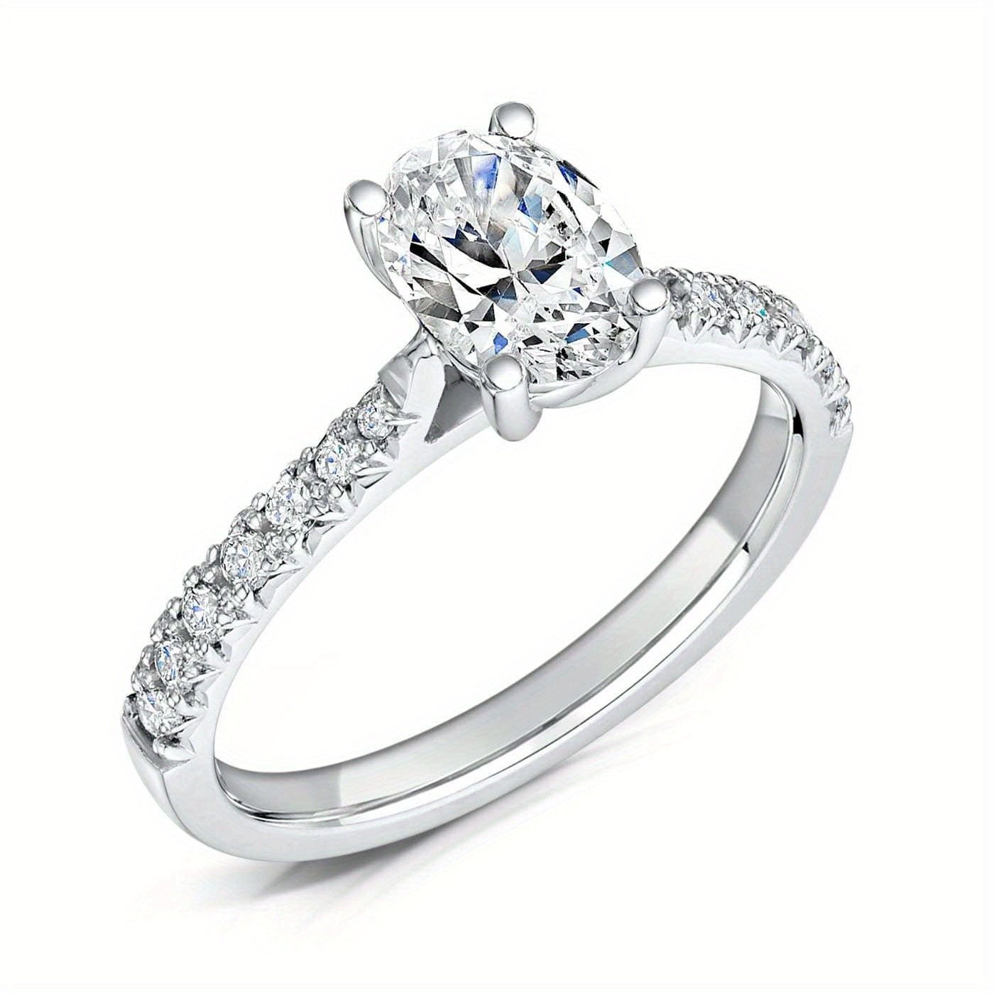 Sterling Silver Moissanite Ring 2 Ct Oval Cut Engagement Jewelry for Women Men