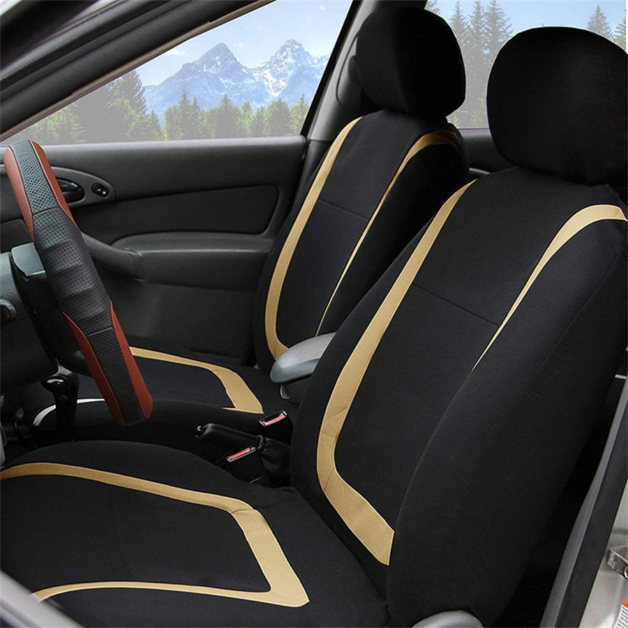 Universal Fit Canvas Car Seat Covers 2-Piece Set All-Season Machine Washable
