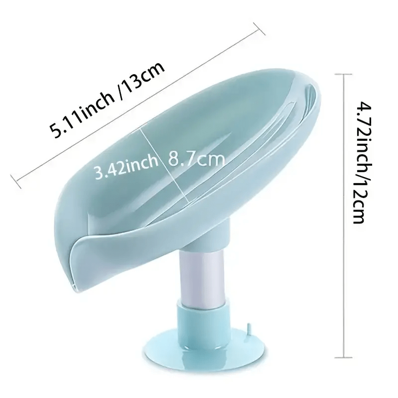 Wall-Mounted Plastic Soap Dish with Suction Cup Self-Draining Bathroom Accessory