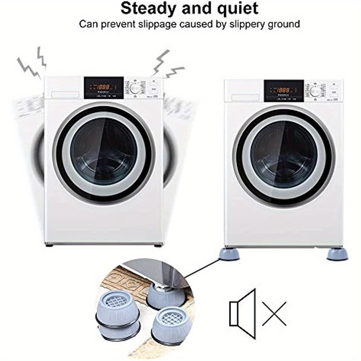 4 Pack Washing Machine Support Pads Shock Absorbing Noise Reducing Anti-Slip
