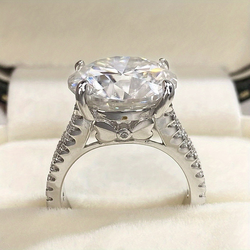 Silvery Tail Ring for Women and Men with 10ct Moissanite Adjustable Engagement Wedding Jewelry