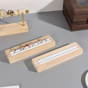 Деревянкая подставка для колец с держателем из PU-кожи для организации украшений