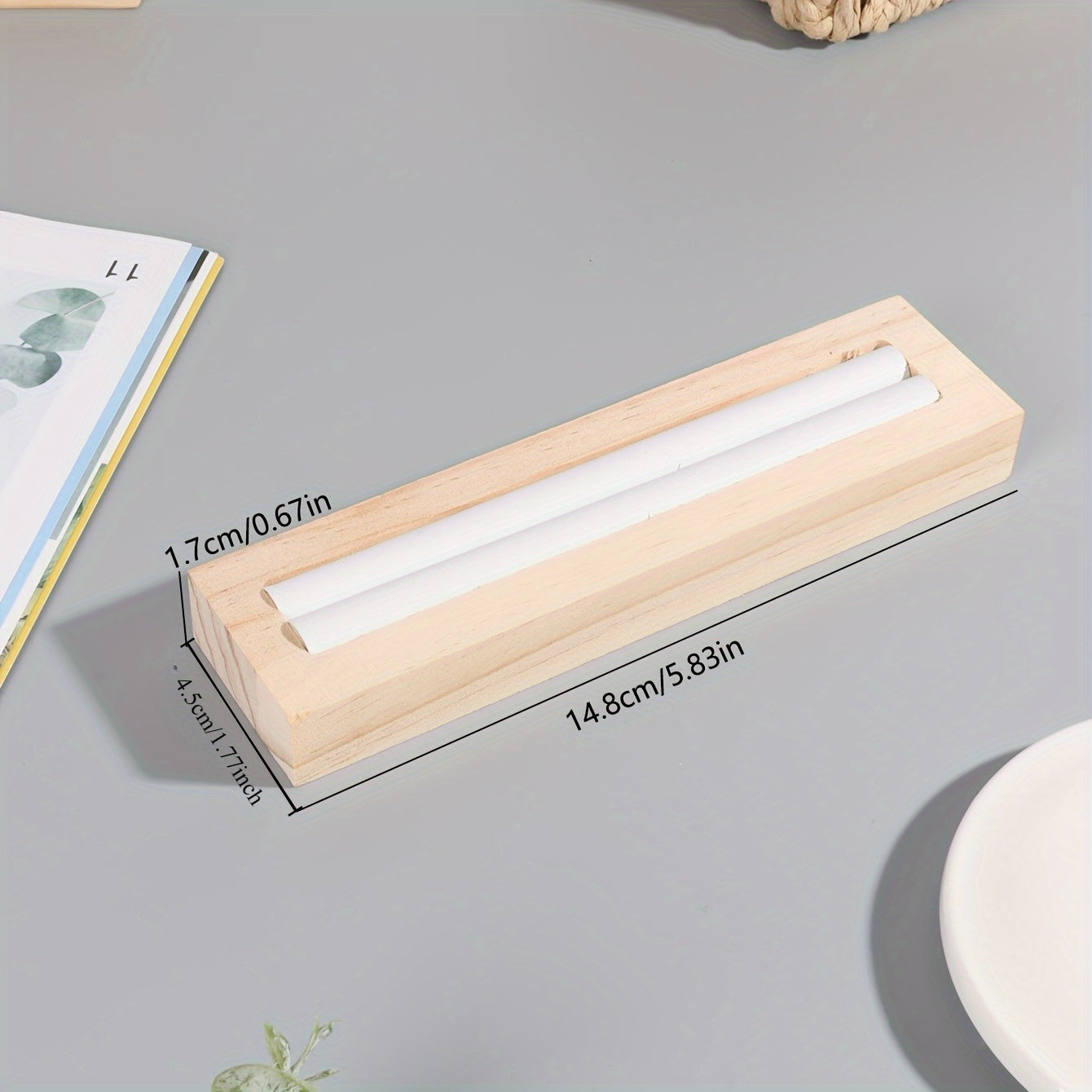 Деревянкая подставка для колец с держателем из PU-кожи для организации украшений